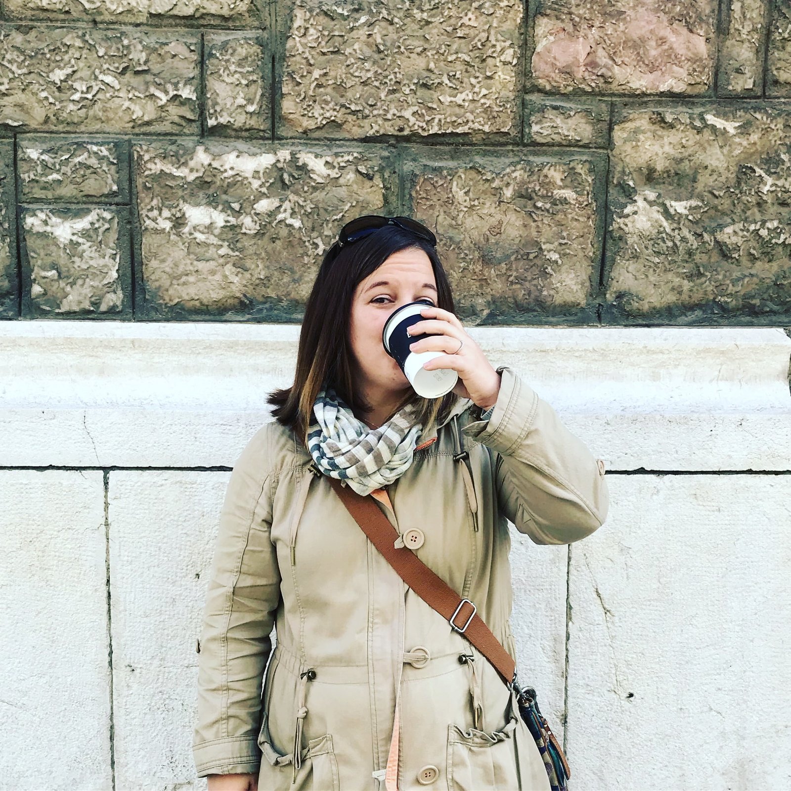Alicia drinking coffee