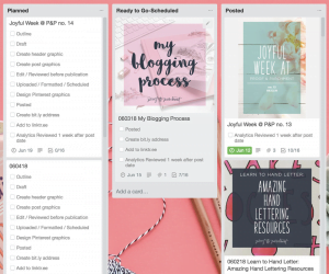 The Blogging Process at Proof and Parchment: Blog posts organized in Trello