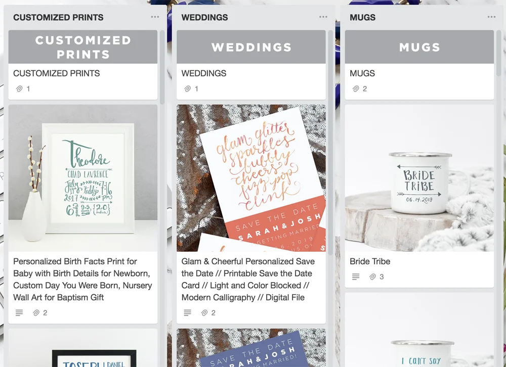 How to Organize Etsy with Trello: Etsy Product Cards